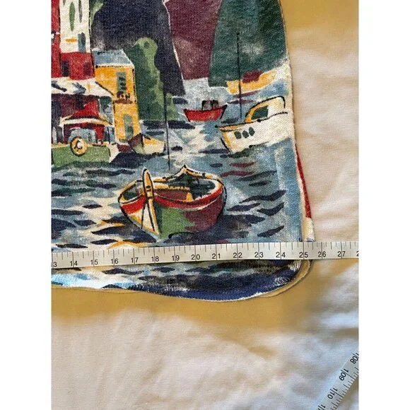 Michael Leu Sweater Size 1X Art Apparel Group Cotton Italian Scene V Neck - Picture 16 of 16